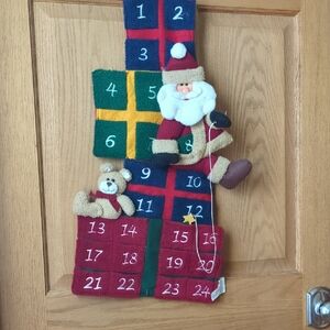 Festive Advent Calendar with Santa and Bear - Red, Green, Blue